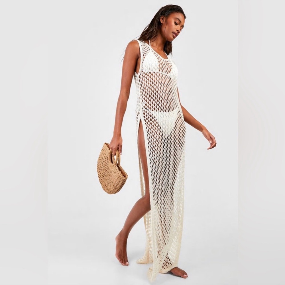 Crochet Slit Maxi Beach Dress